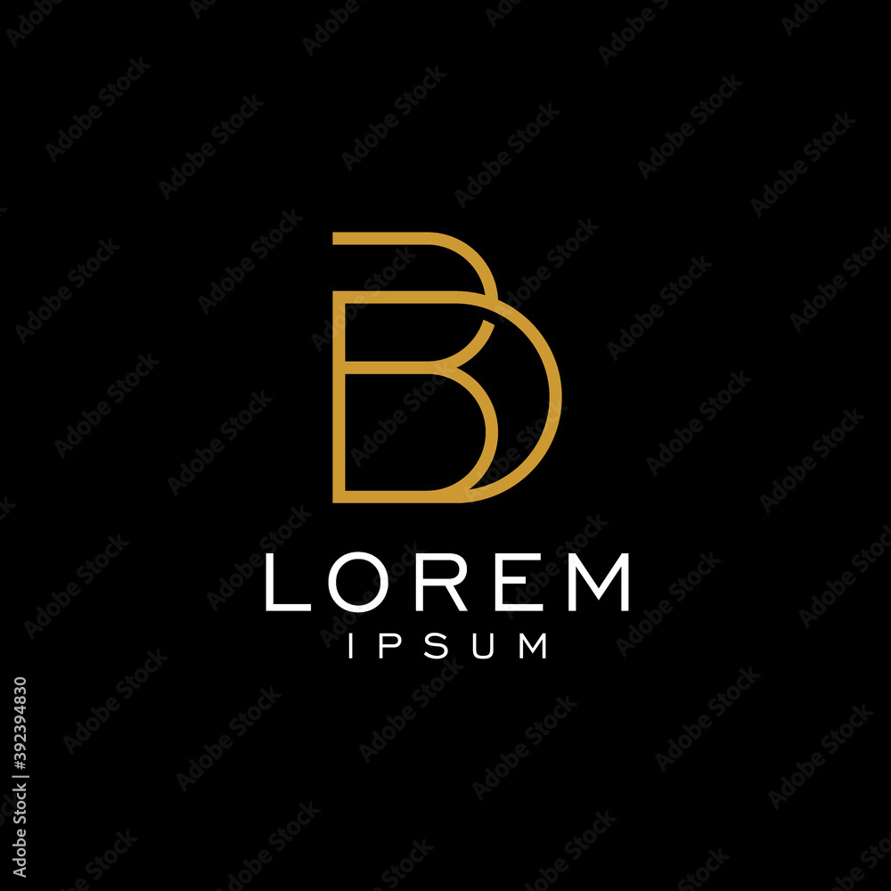 BD or DB Gold Monogram Letter Logo Initial BD or DB Gold Monogram Letter Logo Initial