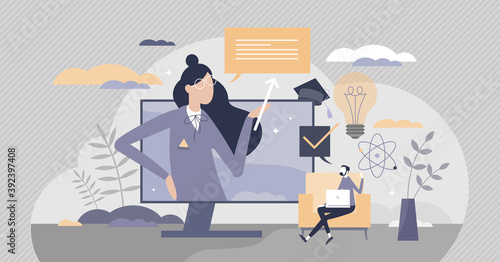 Tutor as private teacher for effective educational growth tiny person concept