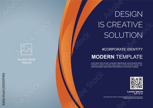 Template vector design for Brochure, Annual Report, Web design Poster, Corporate Presentation, Flyer, layout modern with Orange color size horizontal, Easy to use and edit.	
