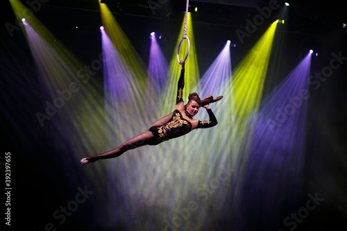 Aerialist perform live in the show.