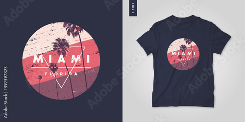 Miami Florida. T-shirt vector design, poster, print, template