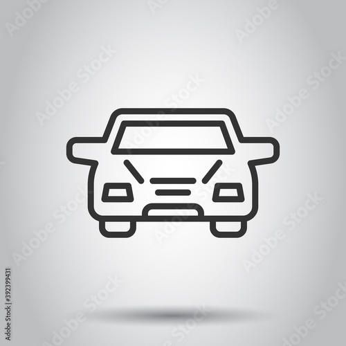 Car icon in flat style. Automobile vehicle vector illustration on white isolated background. Sedan business concept.