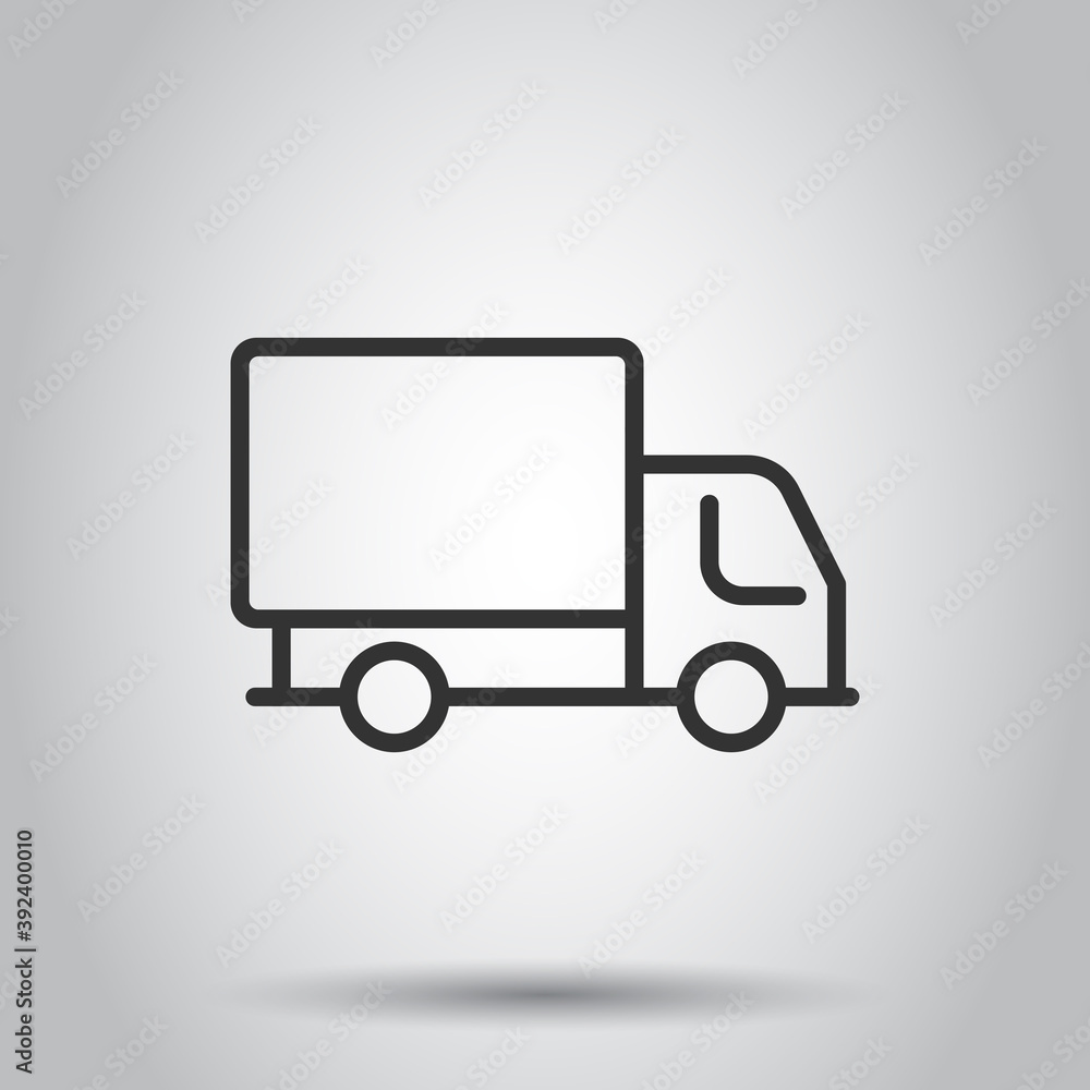 Delivery truck icon in flat style. Van vector illustration on white isolated background. Cargo car business concept. Delivery truck icon in flat style. Van vector illustration on white isolated background. Cargo car business concept.
