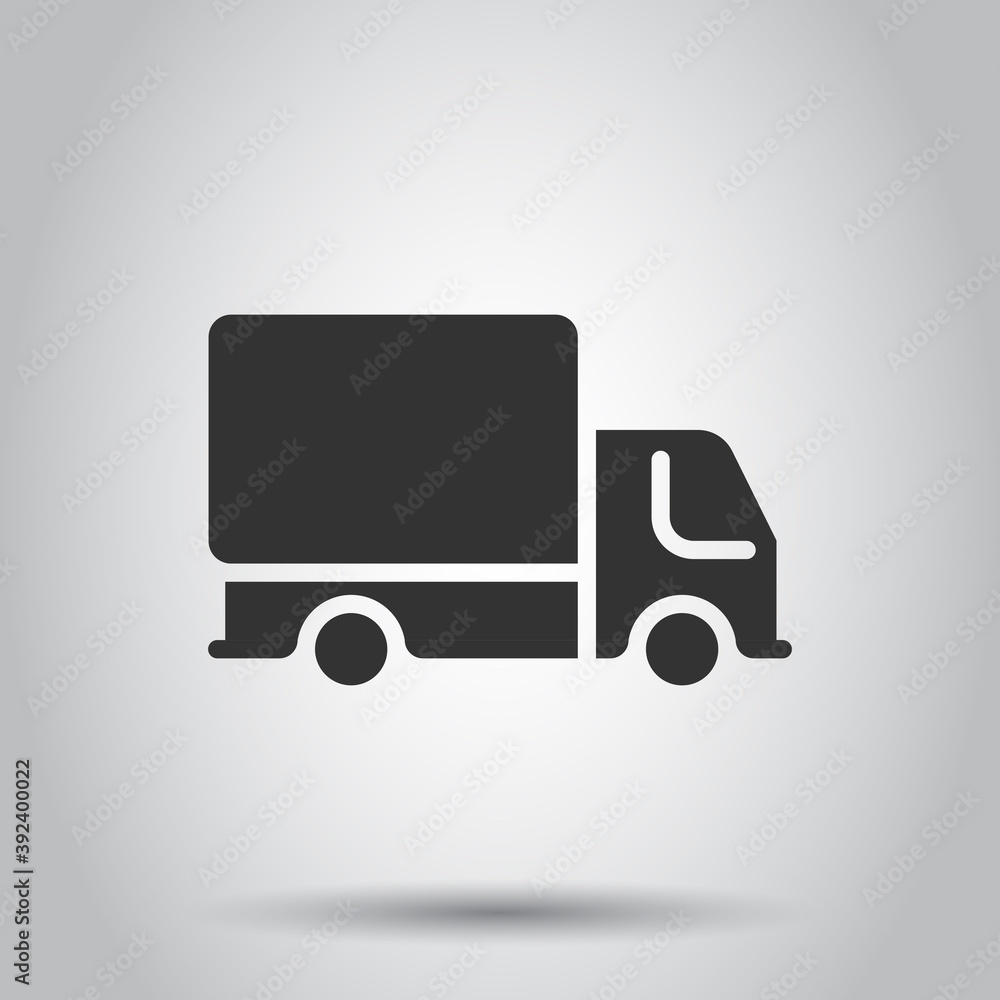 Delivery truck icon in flat style. Van vector illustration on white isolated background. Cargo car business concept. Delivery truck icon in flat style. Van vector illustration on white isolated background. Cargo car business concept.