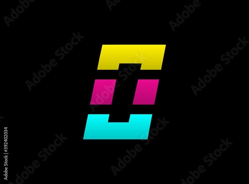 0 number vector desing, Cmyk color font logo, . Dynamic split blue, pink, yellow color on black background. For social media,design elements, creative poster, web template etc.