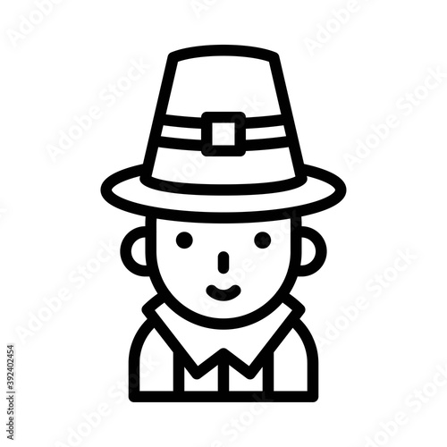 Pilgrim man icon, Thanksgiving related vector