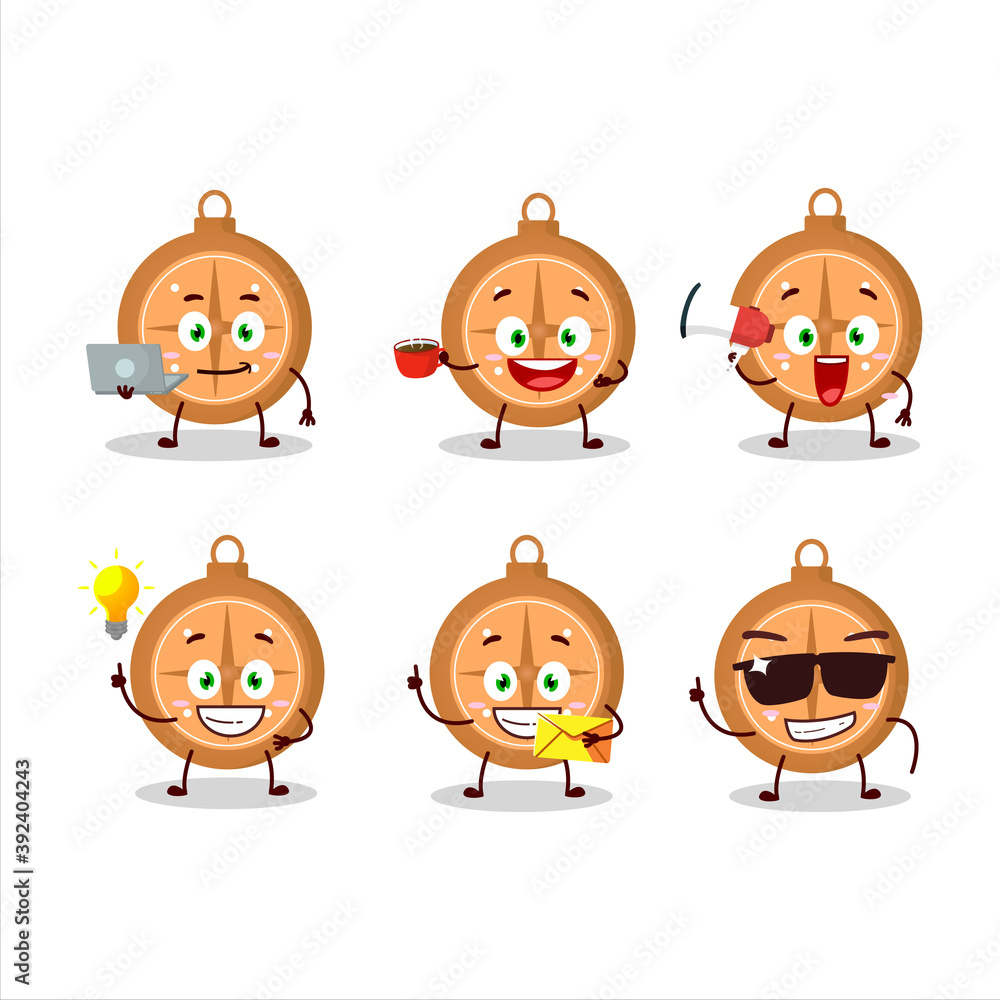 Compass cookies cartoon character with various types of business emoticons