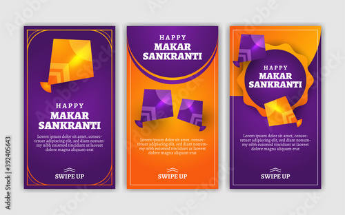 Collection of Instagram story banner designs for the Makar Sankranti celebration in India
