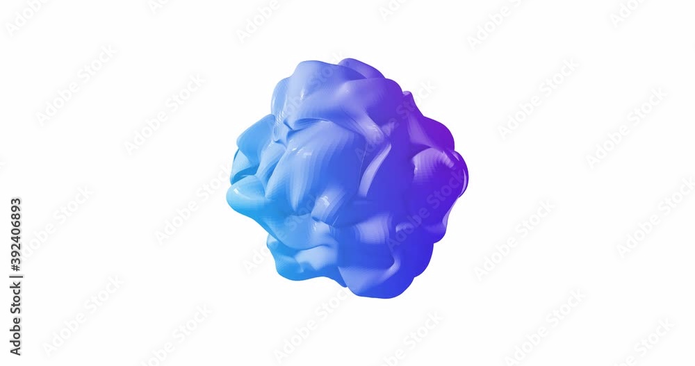 Abstract Purple Blue 3D Liquid Shape Morphing in Fractal Distortions Isolated on White Background