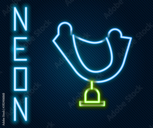 Glowing neon line Wild west saddle icon isolated on black background. Colorful outline concept. Vector Illustration.