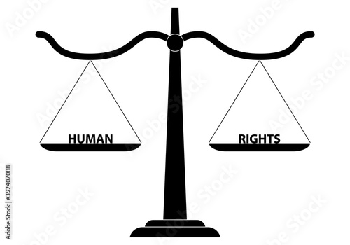 Silueta negra de balanza por el equilibrio de los derechos humanos.