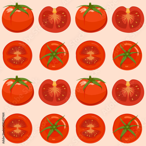 Tomato. Seamless pattern. Colorful background.