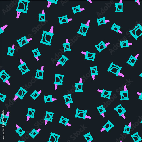 Line Electronic cigarette icon isolated seamless pattern on black background. Vape smoking tool. Vaporizer Device. Vector Illustration.