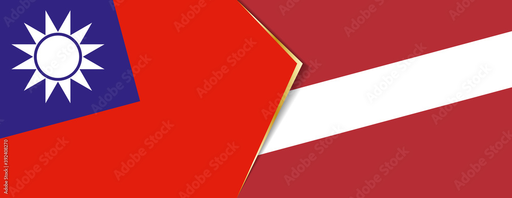 Taiwan and Latvia flags, two vector flags. Taiwan and Latvia flags, two vector flags.