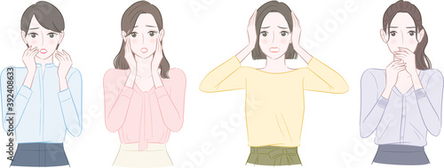 焦る女性のイラスト