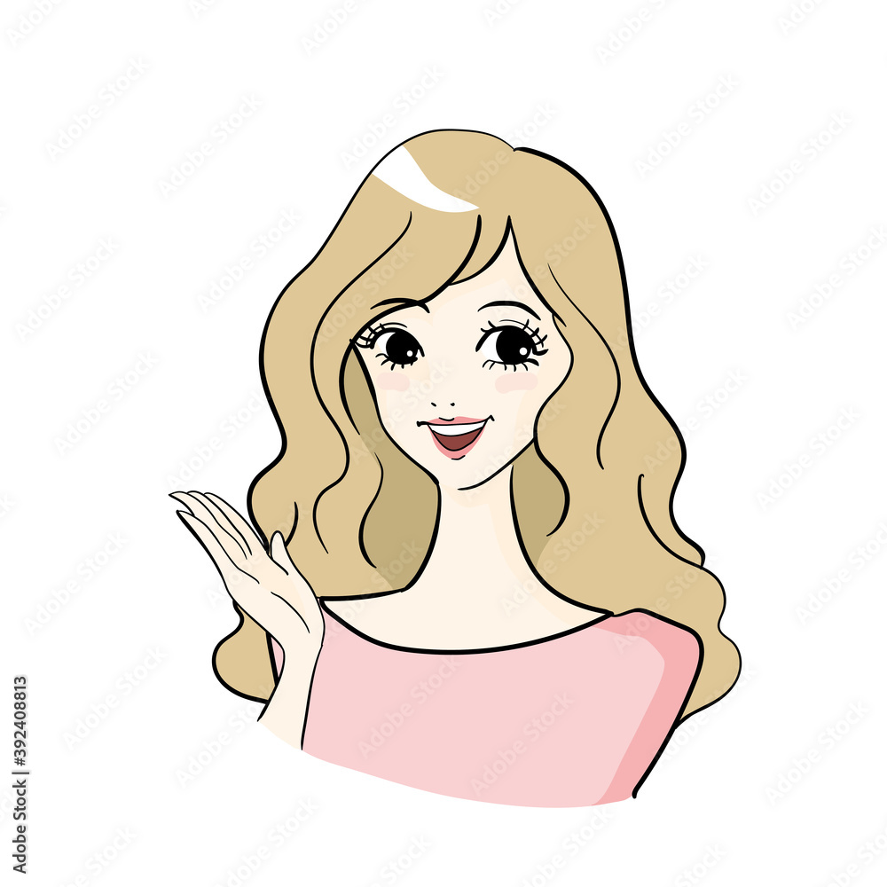 案内している笑顔の女性 案内している笑顔の女性