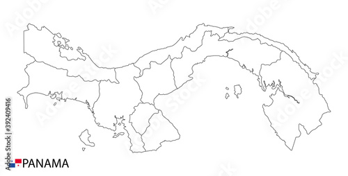 Panama map, black and white detailed outline regions of the country. photo