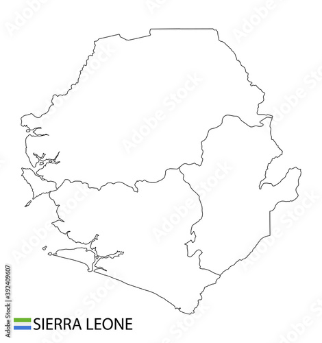 Sierra Leone map  black and white detailed outline regions of the country.