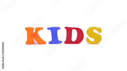"KIDS" Word on isolated white background (letter, text, alphabet)
