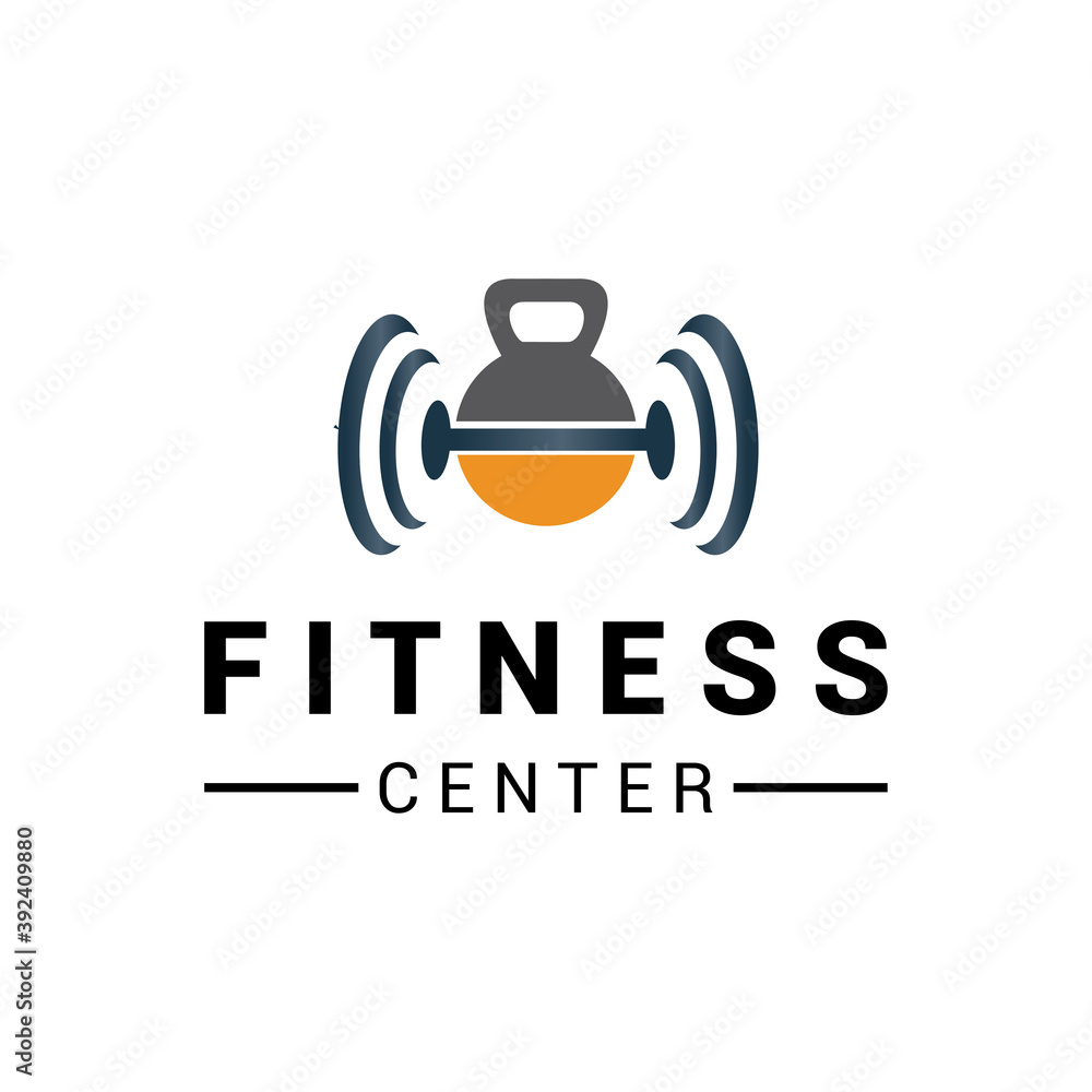 Obraz premium gym fitness with barbell logo icon vector template.