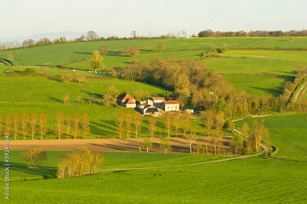 Fields, hamlets and farmland, Allier Auvergne France