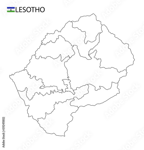 Lesotho map  black and white detailed outline regions of the country. Vector illustration