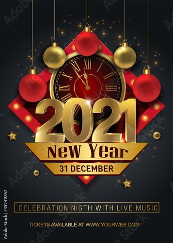 2021 Happy New Year Background for your Flyers and Greetings Card or new year themed party invitations