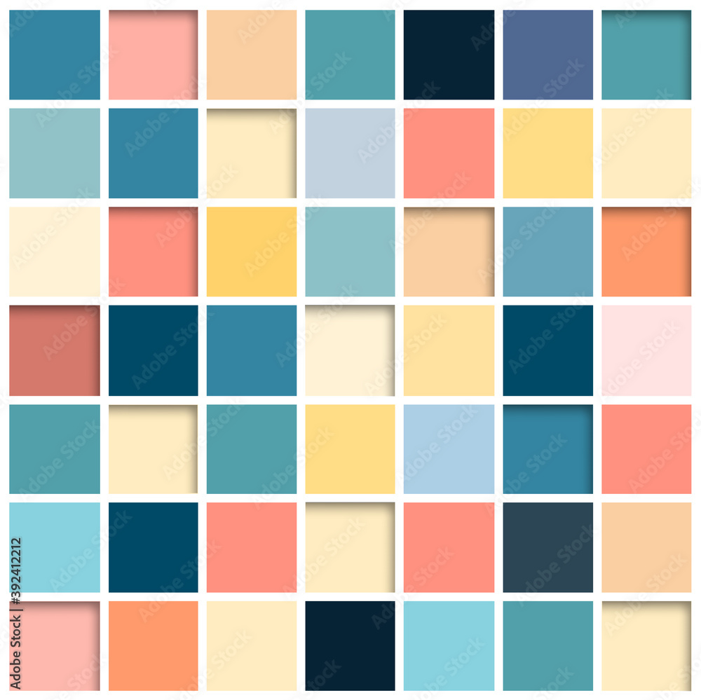 Mosaic abstract bacground, 3D square tiles retro colors vector design.