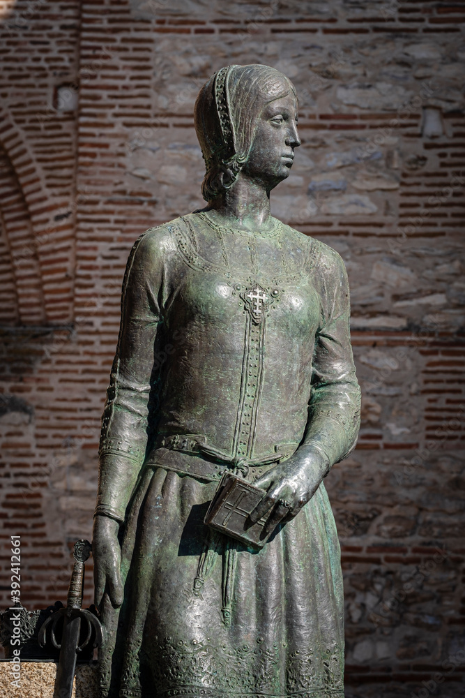 Isabel the Catholic, 1451-1504, Arrabal gate, Arévalo, Ávila province, Spain Isabel the Catholic, 1451-1504, Arrabal gate, Arévalo, Ávila province, Spain