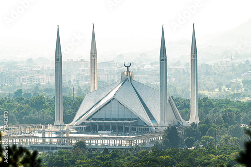 Shah Faisal mosque is the masjid in Islamabad, Pakistan. Located on the foothills of Margalla Hills. The largest mosque design of Islamic architecture
 photo