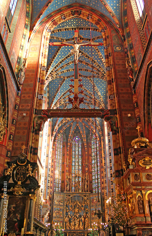 Fototapeta premium St. Mary's Basilica, Krakow, Interrior