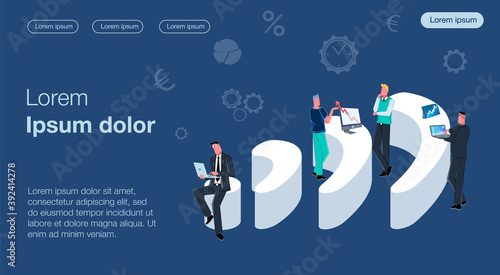 A lot of businessmen sit on the Wifi badge and go about their business. Vector illustration showing the progress of the Internet and wireless communication
