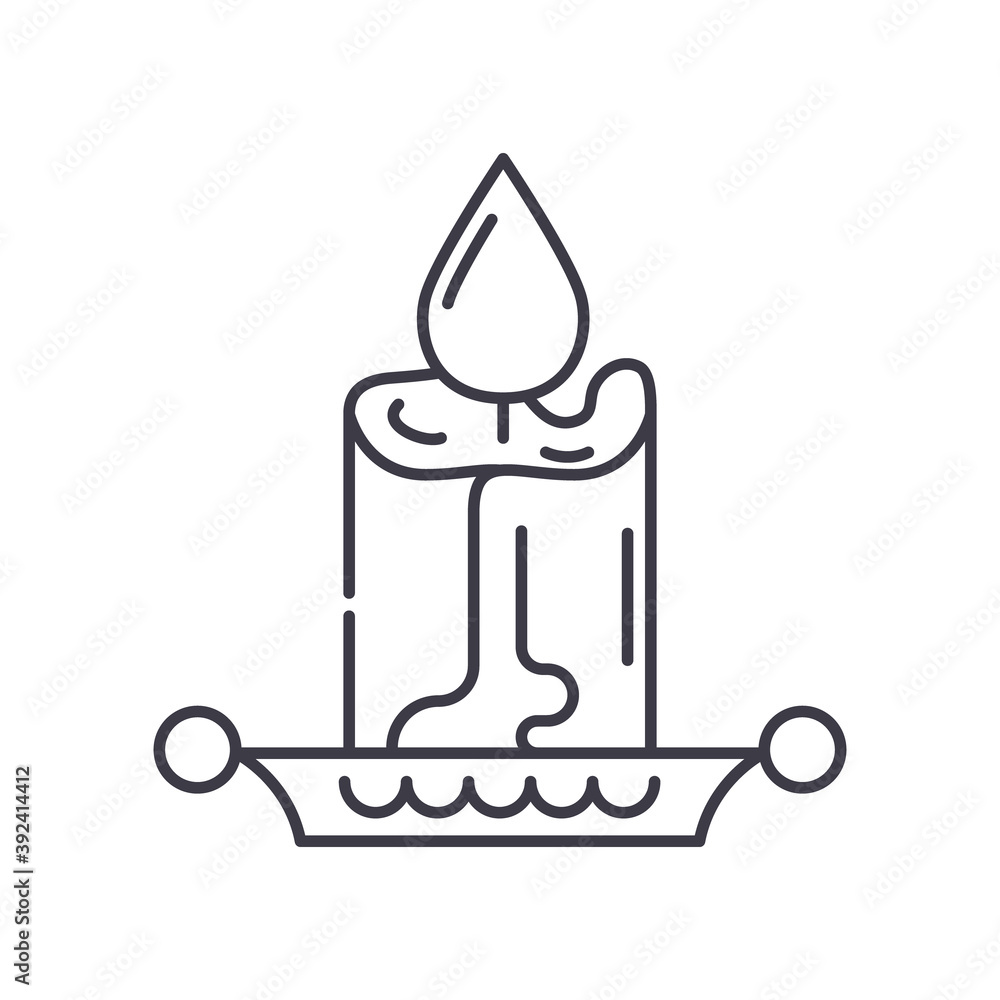 Candle concept icon, linear isolated illustration, thin line vector, web design sign, outline concept symbol with editable stroke on white background.