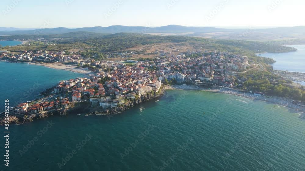 Amazing Aerial sunset view of town of Sozopol, Burgas Region, Bulgaria Amazing Aerial sunset view of town of Sozopol, Burgas Region, Bulgaria