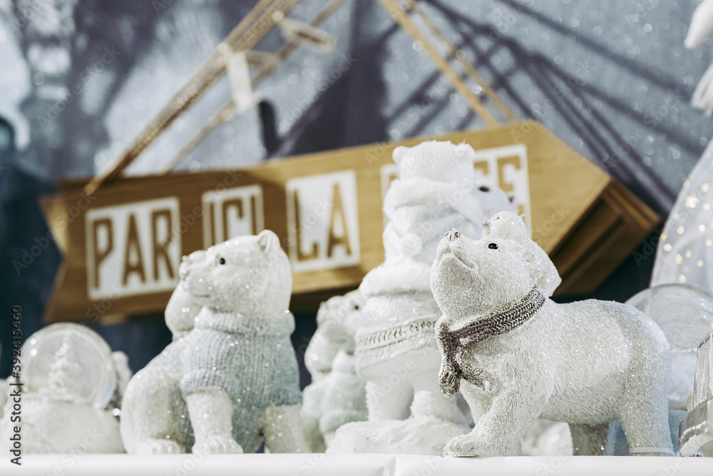 Figurine ours polaire en décoration d'intérieur pour Noël Stock Photo