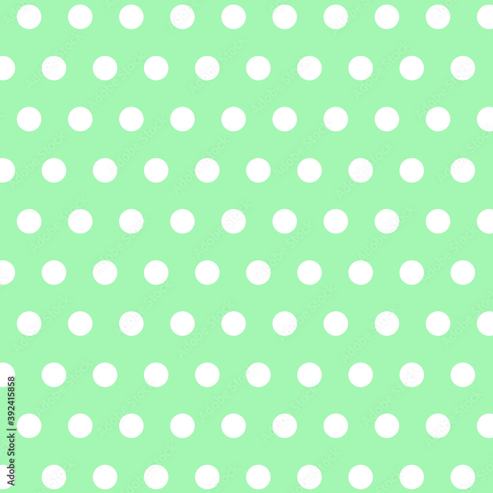 White dot pattern on Mint green background. Simple Pastel and modern style textile design