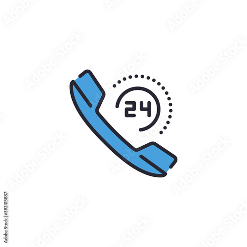 Call center lcon. Symbol, line, color, outline style pictogram on beige background. Boxing gloves sign for mobile concept and web design. Vector graphics