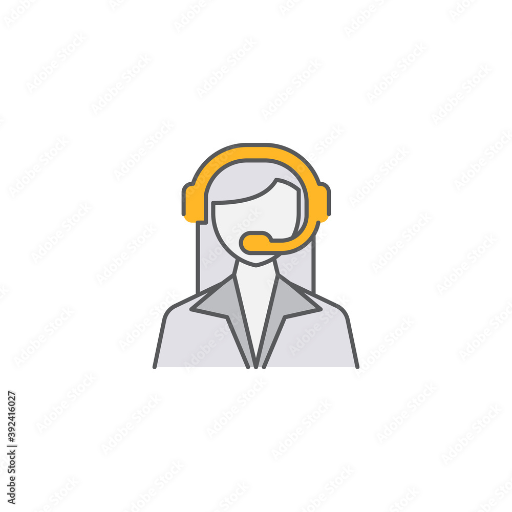 Call center lcon. Symbol, line, color, outline style pictogram on beige background. Boxing gloves sign for mobile concept and web design. Vector graphics Call center lcon. Symbol, line, color, outline style pictogram on beige background. Boxing gloves sign for mobile concept and web design. Vector graphics