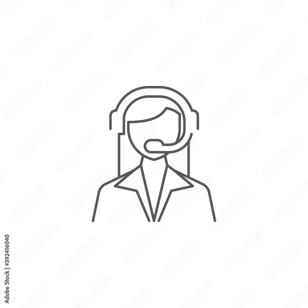 Call center lcon. Symbol, line, color, outline style pictogram on beige background. Boxing gloves sign for mobile concept and web design. Vector graphics Call center lcon. Symbol, line, color, outline style pictogram on beige background. Boxing gloves sign for mobile concept and web design. Vector graphics