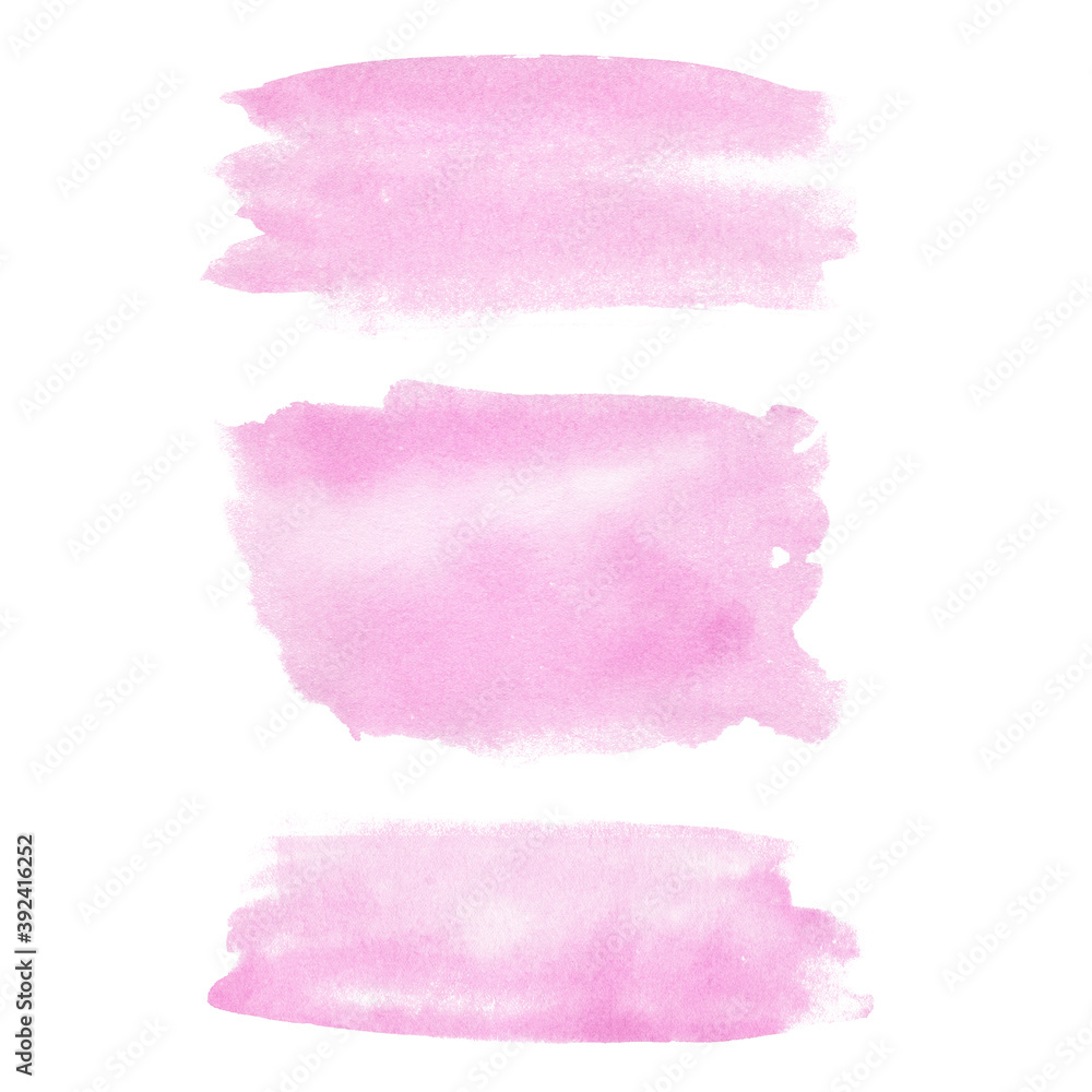 Watercolor rose gold brush texture. Hand painted abstract pink paint stain.