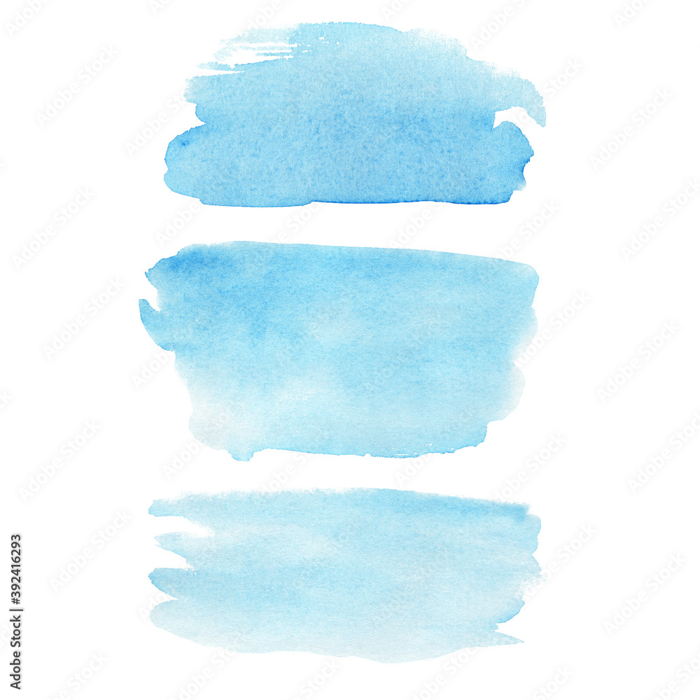 Blue watercolor texture isolated on white. Modern creative background for trendy design.