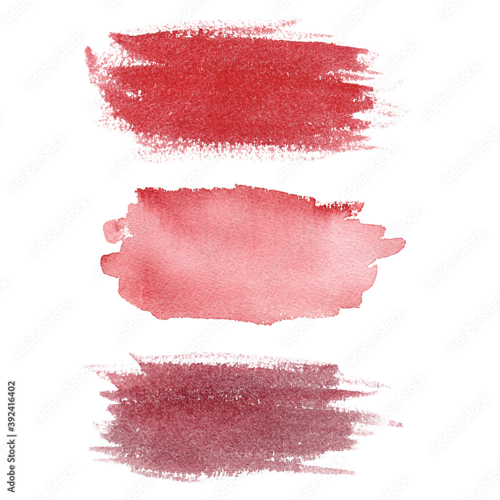 Watercolor brush stroke. Red texture abstract clipart. Graphics for banner, creative design, logo.