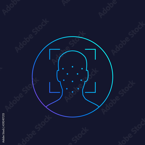 Face recognition, biometric identification, facial scan, linear vector