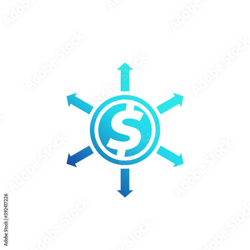 Financial diversification, diversified capital icon