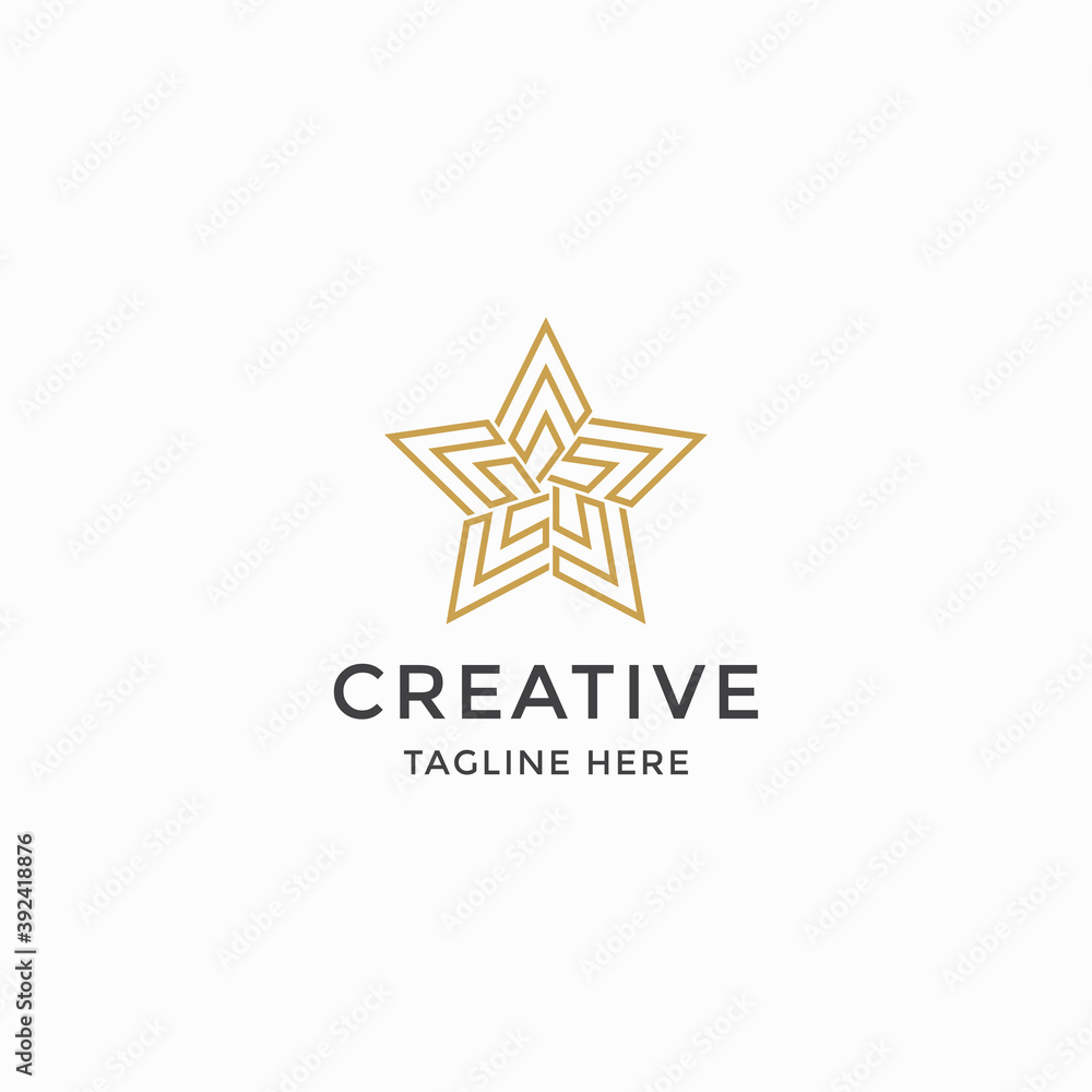 Abstract star labyrinth line art logo icon design template. Gold, Elegant, Luxury, premium vector Abstract star labyrinth line art logo icon design template. Gold, Elegant, Luxury, premium vector