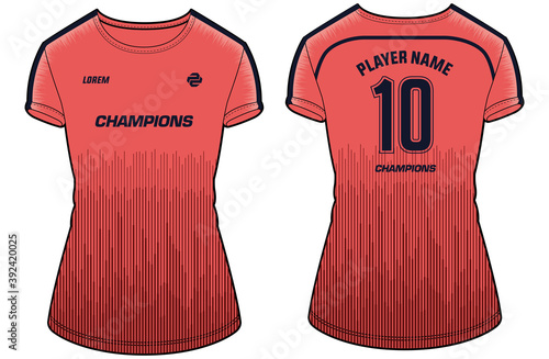 Women Sports t-shirt Jersey design concept Illustration Vector template suitable for girls and Ladies for Soccer jersey, Football jersey, Volleyball jersey. Chelsea jersey design concept