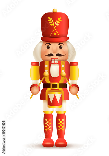 Christmas nutcracker drummer. Antique traditional figurine doll.