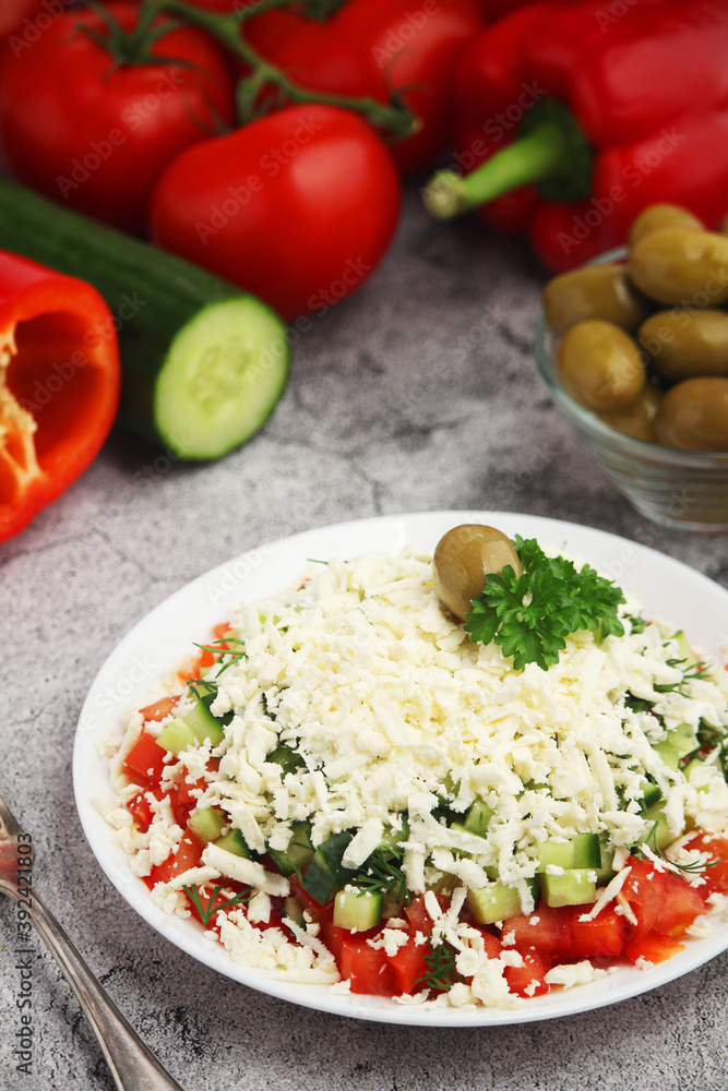 Shopsky salad - national Bulgarian dish Shopsky salad - national Bulgarian dish
