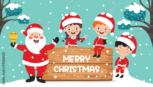 Christmas Greeting With Cartoon Characters