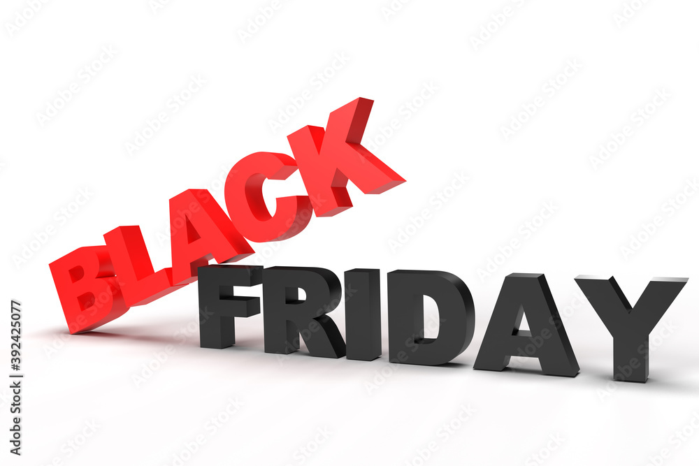 Fototapeta premium 3d rendering. BLACK FRIDAY word on white background.